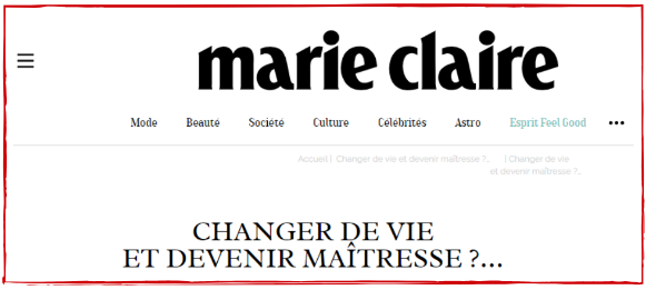 CHANGER DE VIE ET DEVENIR MAÎTRESSE ?…