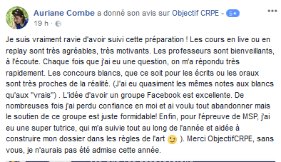 Merci Objectif CRPE, sans vous, je n'aurais pas été admise cette année.