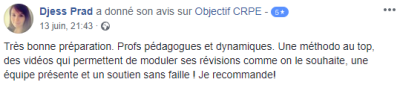 Très bonne préparation. Profs pédagogues et dynamiques. Une méthodo au top, des vidéos qui permettent de moduler ses révisions comme on le souhaite, une équipe présente et un soutien sans faille ! Je recommande !