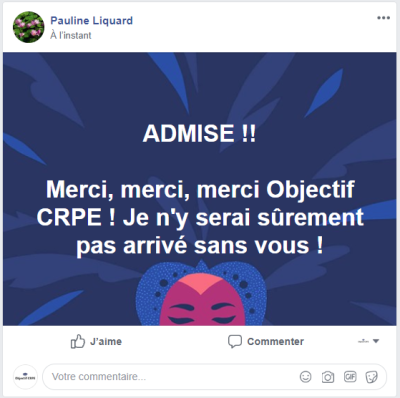 Admise ! Merci, merci, merci Objectif CRPE ! Je n'y serai sûrement pas arrivé sans vous !