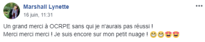 Un grand merci à OCRPE sans qui je n'aurais pas réussi ! Merci merci merci ! Je suis encore sur mon petit nuage !