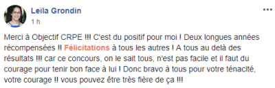 Merci à Objectif CRPE !!! C'est du positif pour moi ! Deux longues années récompensées !!