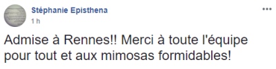 Admise à Rennes !! Merci à toute l'équipe pour tout et aux mimosas formidables !