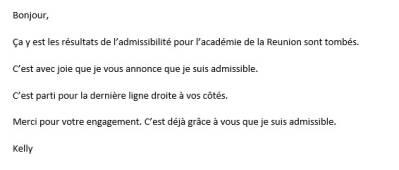 Merci pour votre engagement. C’est déjà grâce à vous que je suis admissible