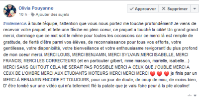 Ce merci là est rempli de gratitude, de fierté d'être parmi vos élèves, de reconnaissance pour tous vos efforts, votre gentillesse, votre disponibilité, votre bienveillance et votre enthousiasme revigorant !