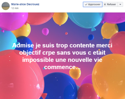 Admise je suis trop contente, merci Objectif CRPE, sans vous c'était impossible, une nouvelle vie commence...