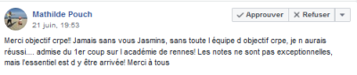 Merci Objectif CRPE !! Jamais sans vous Jasmins, sans toute l'équipe d'Objectif CRPE, je n'aurai réussi... Admise du premier coup sur l'académie de Rennes !