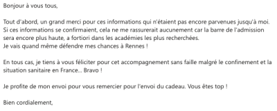 En tous cas, je tiens à vous féliciter pour cet accompagnement sans faille malgré le confinement et la situation sanitaire en France... Bravo !