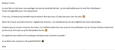 J'ai confiance dans tous vos cours et vos professeurs !