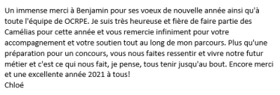 Très heureuse et fière de faire partie des Camélias pour cette année !