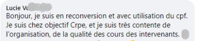 Je suis très contente de l'organisation et de la qualité des cours des intervenants