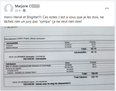 Merci Hervé et Brigitte ! Ces notes c'est à vous que je les dois.