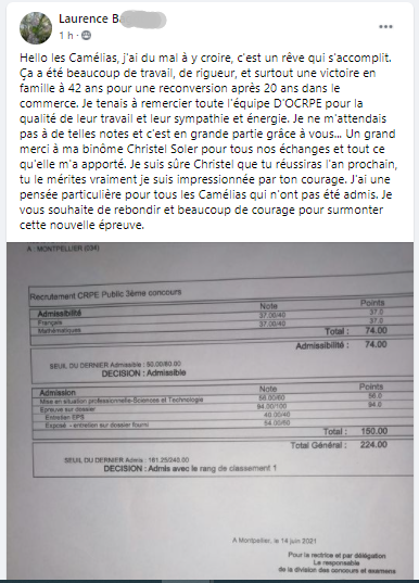 Je tenais à remercier toute l'équipe d'OCRPE pour la qualité de leur travail et leur sympathie et énergie. Je ne m'attendais pas à de telles notes et c'est en grande partie grâce à vous !