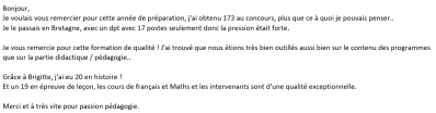 Je vous remercie pour cette formation de qualité ! J'ai trouvé que nous étions très bien outillés aussi bien sur le contenu des programmes que sur la partie didactique / pédagogie..