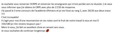 Il s’agit pour moi d’une reconversion et ces notes sont le fruit de notre travail à vous et moi