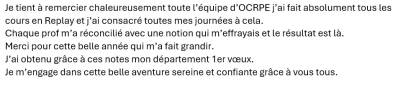 Chaque prof m’a réconcilié avec une notion qui m’effrayais et le résultat est là.