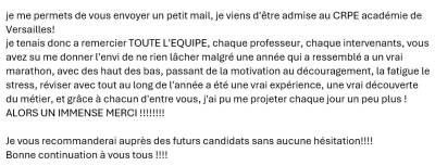 Vous avez su me donner l'envi de ne rien lâcher malgré une année qui a ressemblé a un vrai marathon